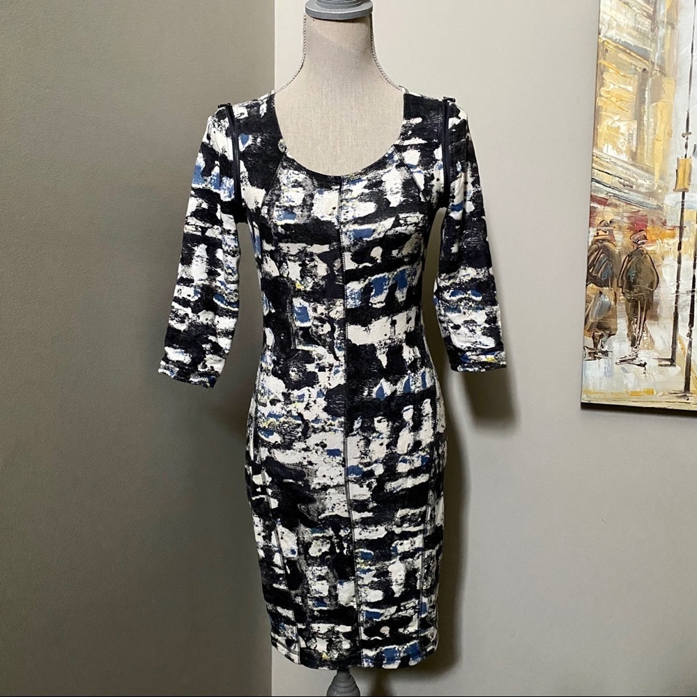 Rachel Roy Abstract Bodycon Dress - Size Medium